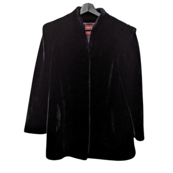 VINTAGE Sasson 80's Faux Fur Velvet Heavy Coat 14 - Picture 1 of 8